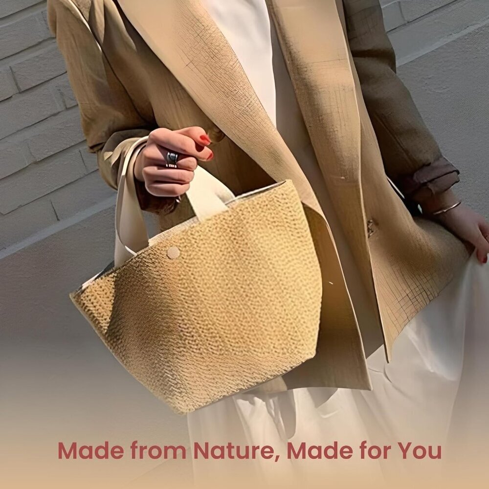 Women Handbag Rattan Straw Tote Eco-Friendly Summer Beach Bag - Picture 5 of 6